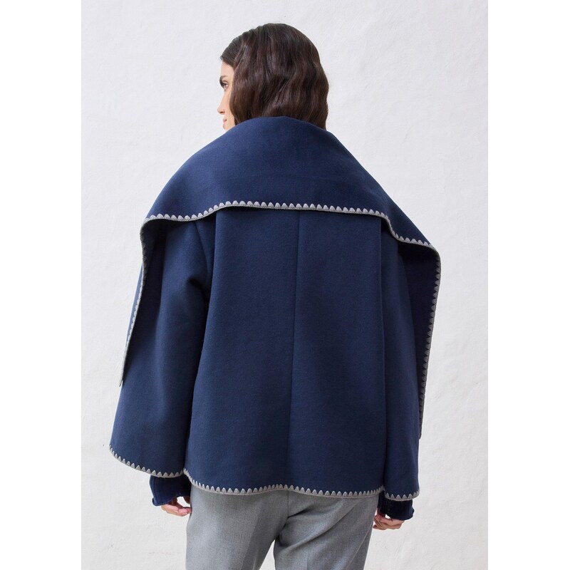 bonprix Vlnená bunda s ozdobnou výšivkou (-dielna sada so šálom), 65806322