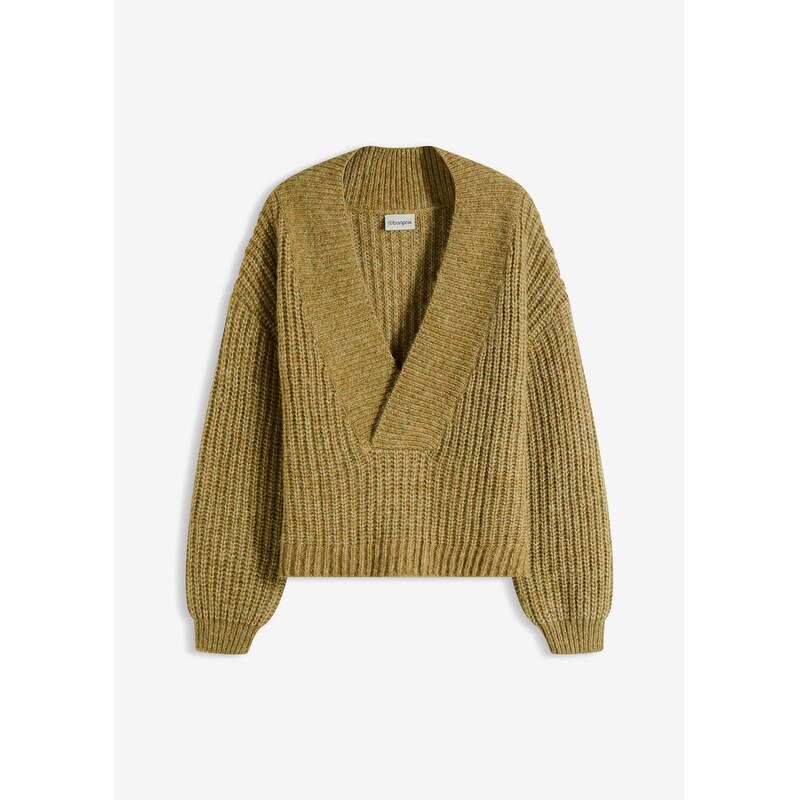 bonprix Hrubo pletený pulóver, farba zelená 65806330