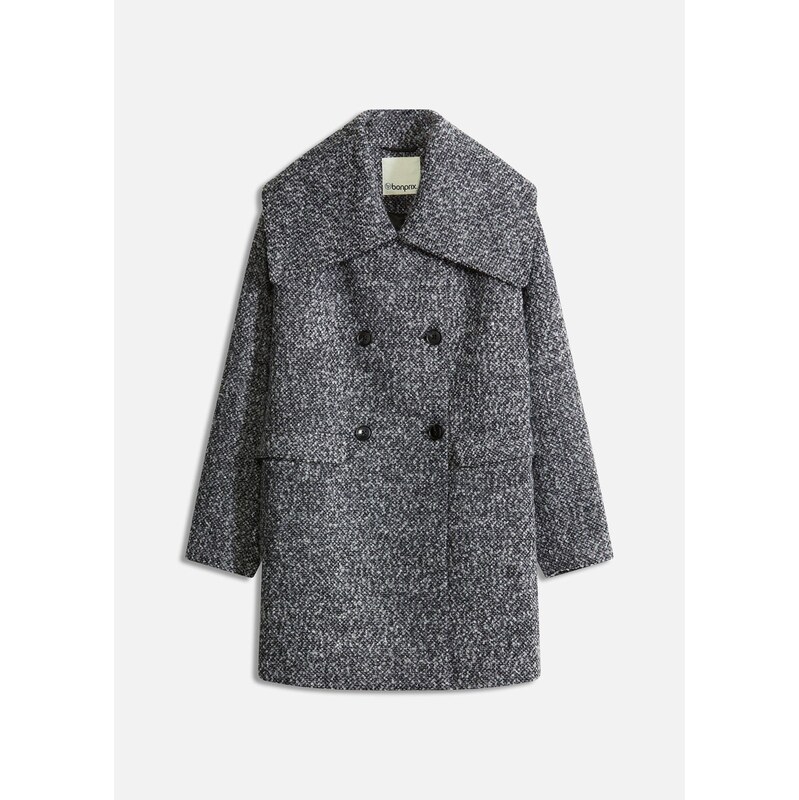 bonprix Krátky kabát v melírovanom vlnenom vzhľade, farba šedá 65806333