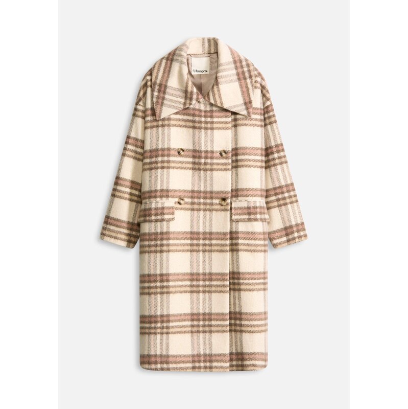 bonprix Kabát, oversize, z mäkkého vlneného mixu, farba béžová 65806335