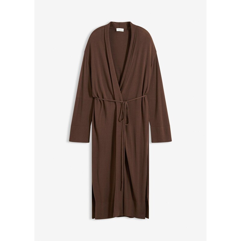 bonprix Pletený sveter z jemného viskózového mixu, farba hnedá 65806354