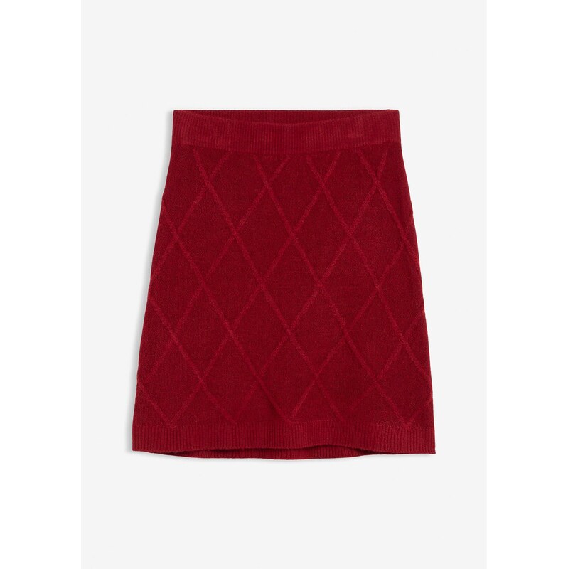 bonprix Pletená sukňa s osmičkovej pleteniny, farba červená 65806369