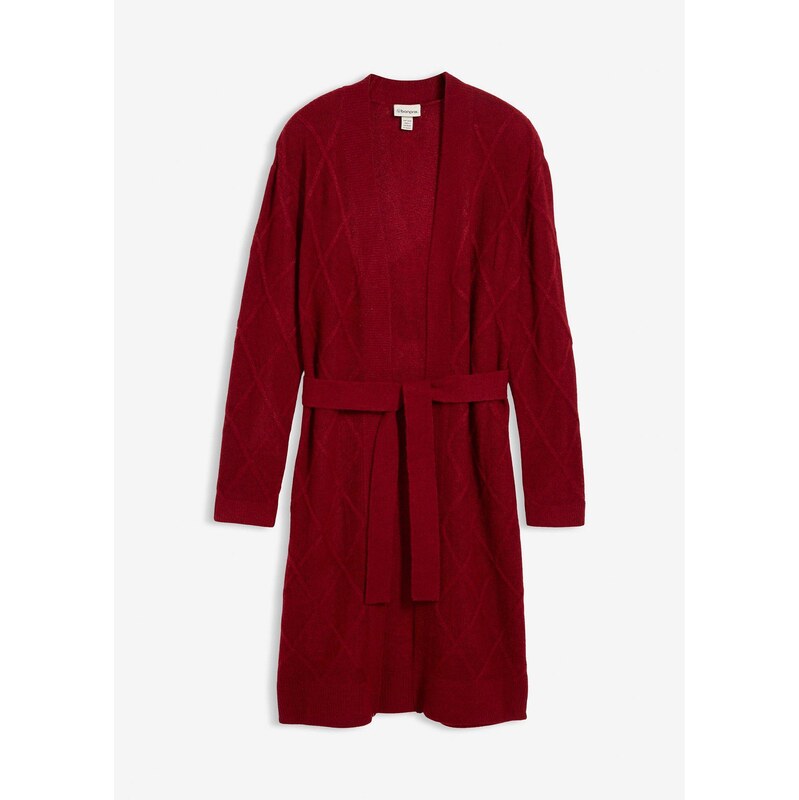 bonprix Pletený kabát s osmičkovým vzorom, farba červená 65806377