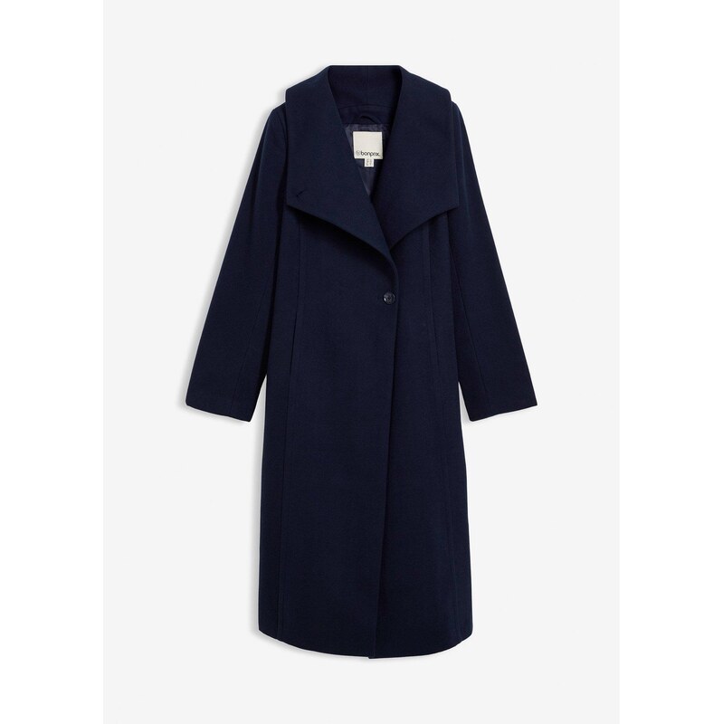 bonprix Kabát z imitácie vlny, farba modrá 65806401