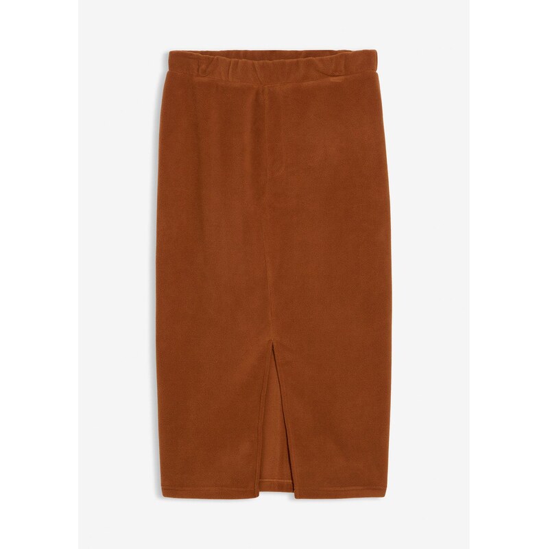 bonprix Midi sukňa z polárneho flísu, farba hnedá 65806411