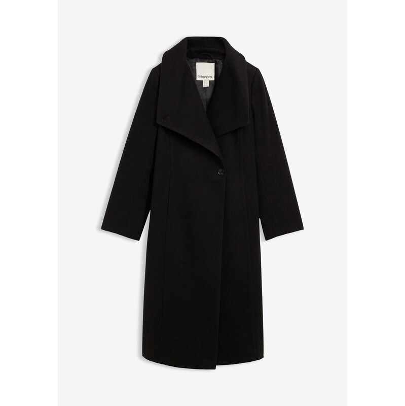 bonprix Kabát z imitácie vlny, farba čierna 65806400