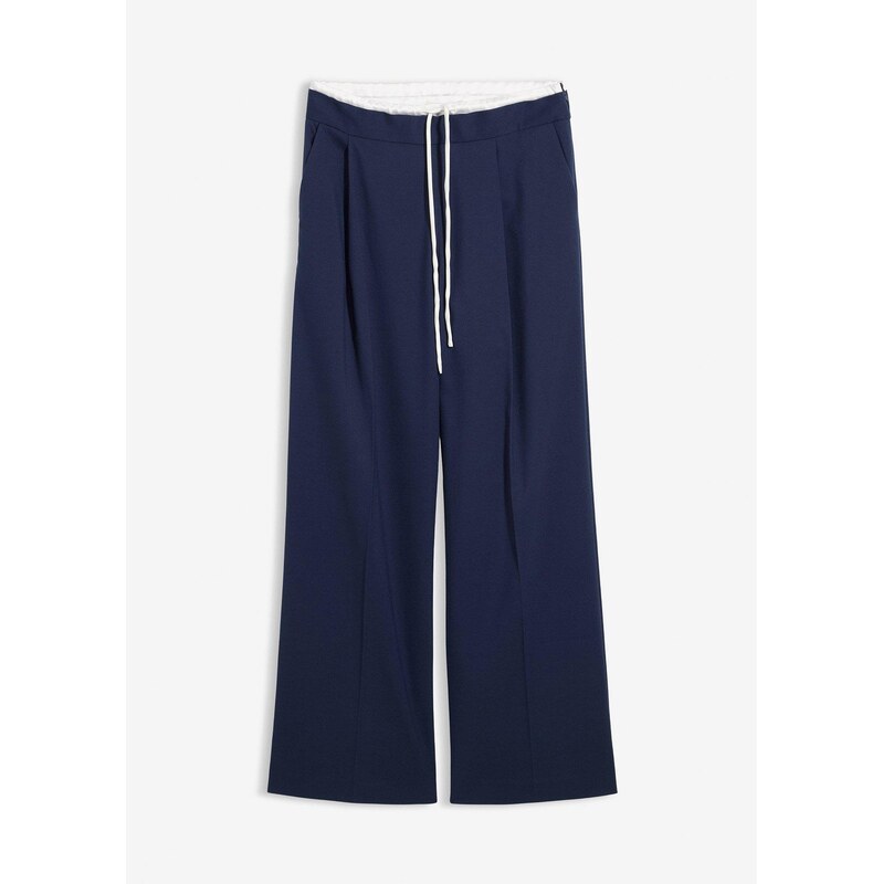 bonprix Široké nohavice z viskózového mixu, farba modrá 65806423