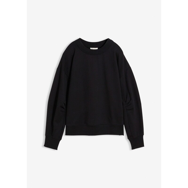 bonprix Mikina so širokým golierom z bio bavlny, farba čierna 65806421