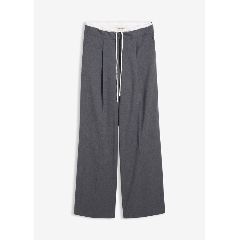 bonprix Široké nohavice z viskózového mixu, farba šedá 65806422