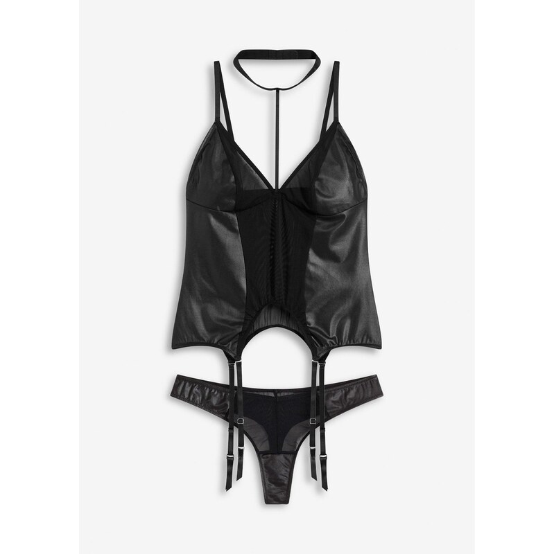 bonprix Podväzkový top a stringové nohavičky (2-dielna sada), farba 65806434