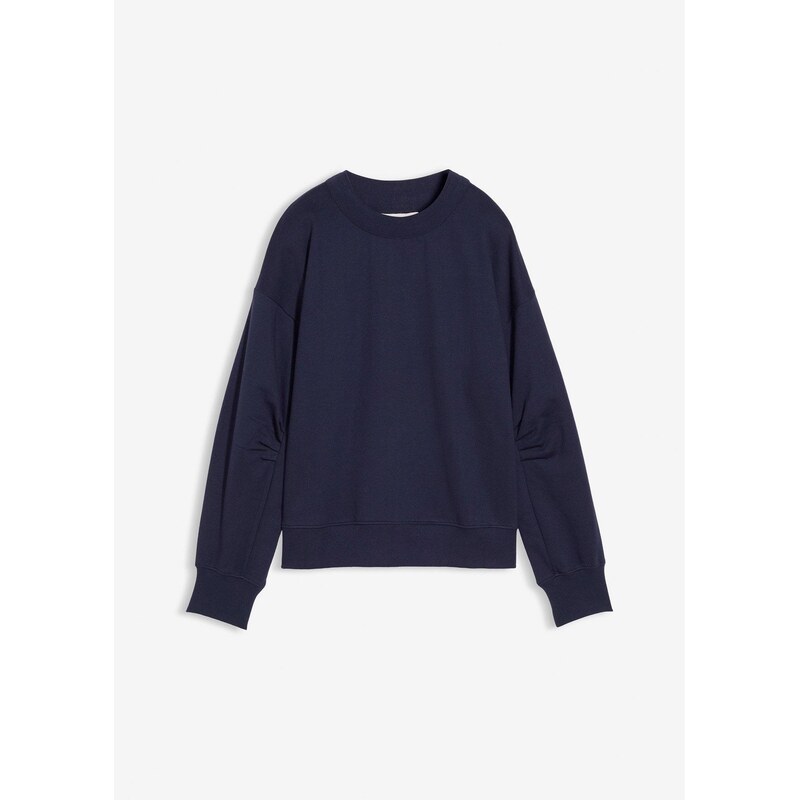 bonprix Mikina so širokým golierom z bio bavlny, farba modrá 65806420