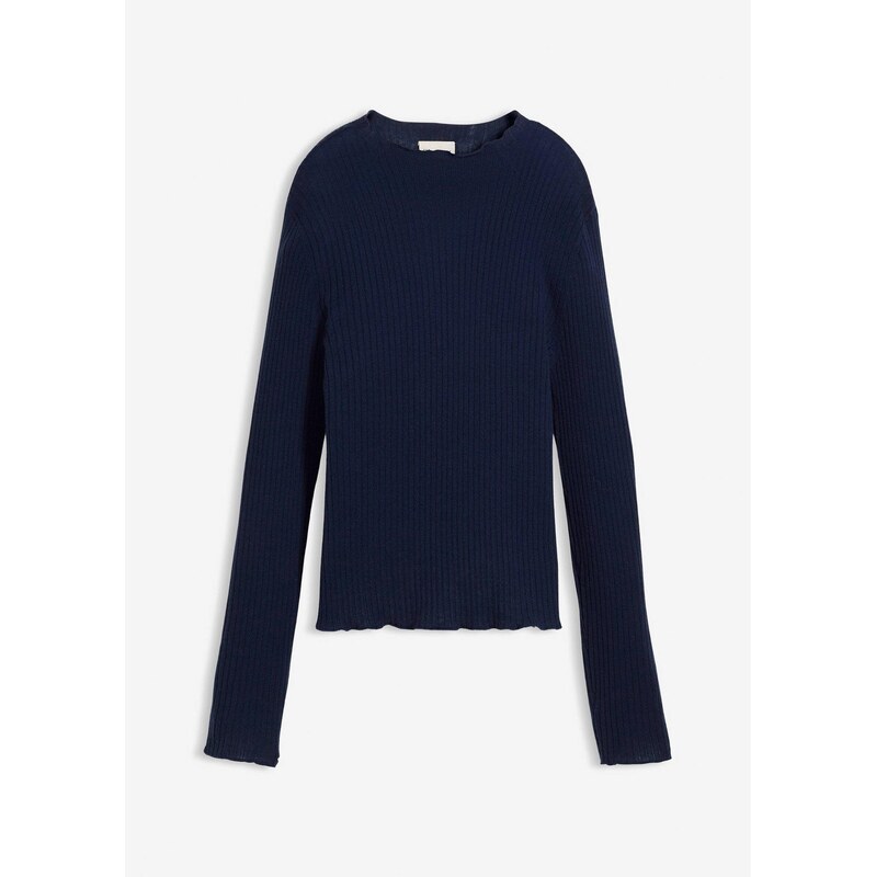 bonprix Pulóver zo super mäkkej merino vlny, farba modrá 65806432