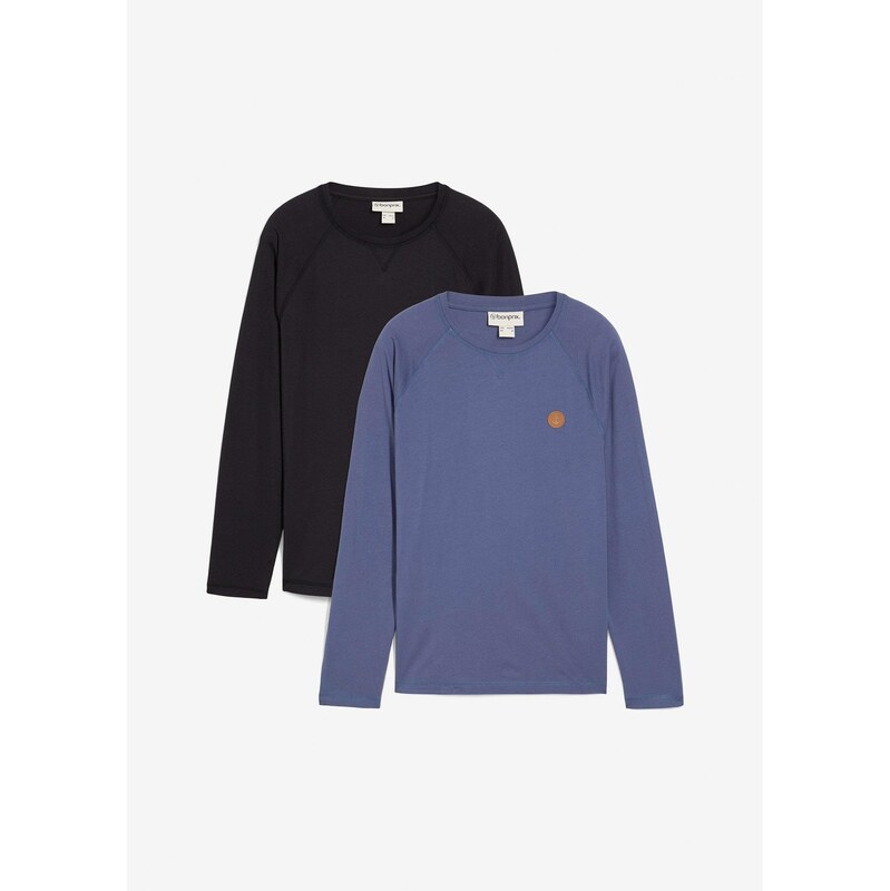 bonprix Tričko s dlhým rukávom (2 ks v balení) z čistej bio bavlny, 65806448