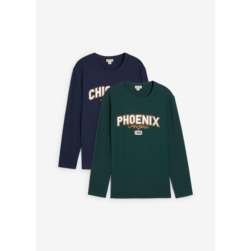 bonprix Tričko s dlhým rukávom (2 ks), z čistej bio bavlny, farba 65806451