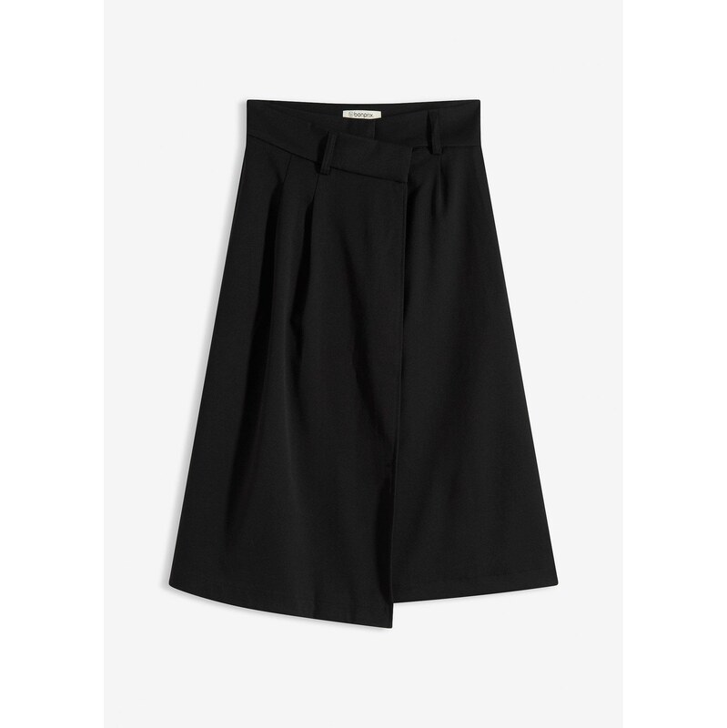 bonprix Midi sukňa z viskózového mixu, farba čierna 65930446