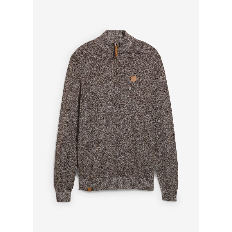bonprix Pulóver s čistou bavlnou, farba hnedá 65806456