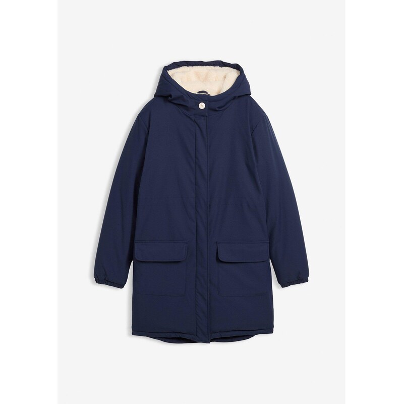 bonprix Zimná bunda s umelou kožušinkou, odpudzuje vodu, farba modrá 65806468