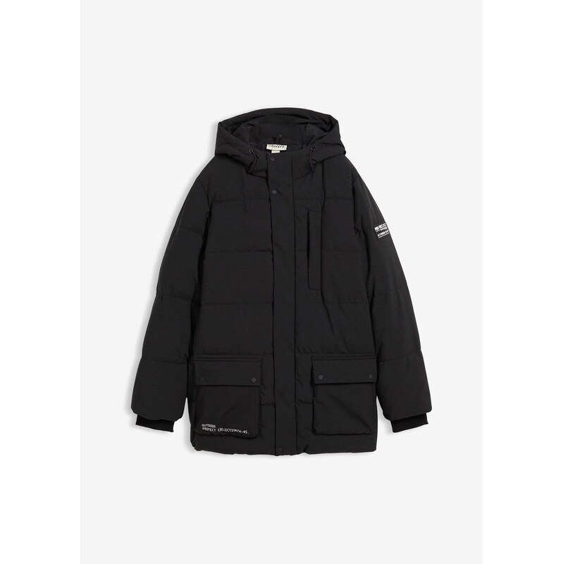 bonprix Prešívaná bunda so športovými detailmi, s kapucňou, farba 65806486