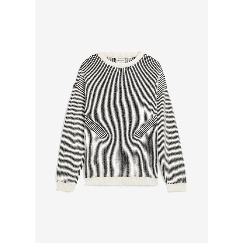 bonprix Pulóver z bavlneného mixu, Loose fit, farba čierna 65806476