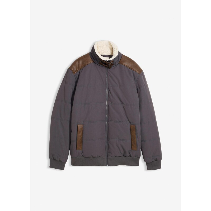 bonprix Prešívaná bunda s koženkovými detailmi, vodu odpudzujúca, 65806500