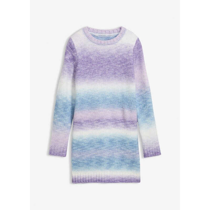 bonprix Pletené šaty s farebným prielivom, farba fialová 65806514