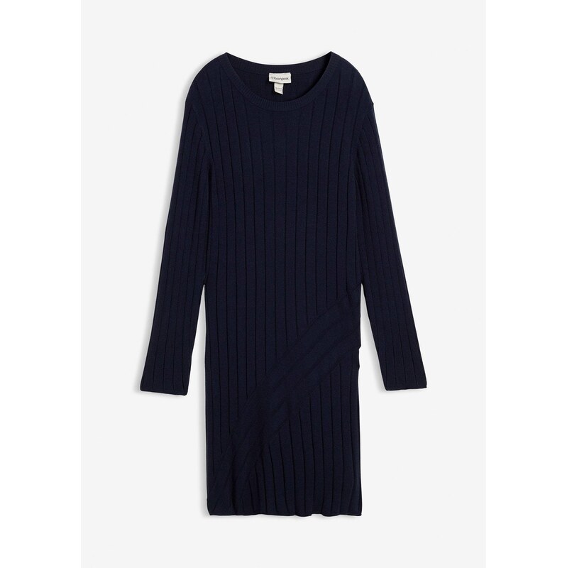 bonprix Pletené šaty z jemného viskózového mixu, farba modrá 65806534