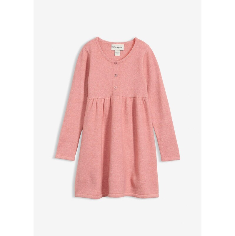bonprix Pletené šaty s dekoratívnými gombičkami, farba ružová 65806536