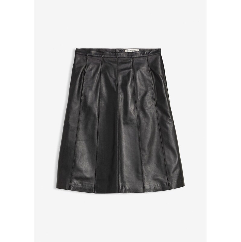 bonprix Kožená sukňa z jahňacej kože nappa, farba čierna 65806559