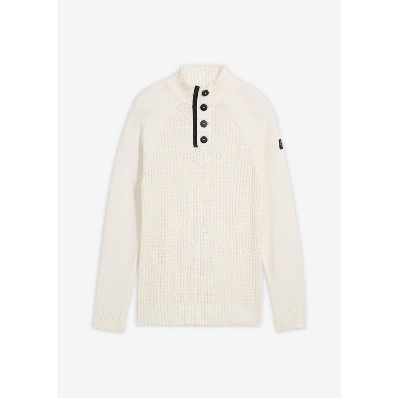 bonprix Pulóver so stojačikom, s recyklovanou bavlnou, farba biela 65806575