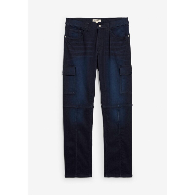 bonprix Mikinové džínsy, Regular Fit, kapsáčové s komfortným pásom, 65806588