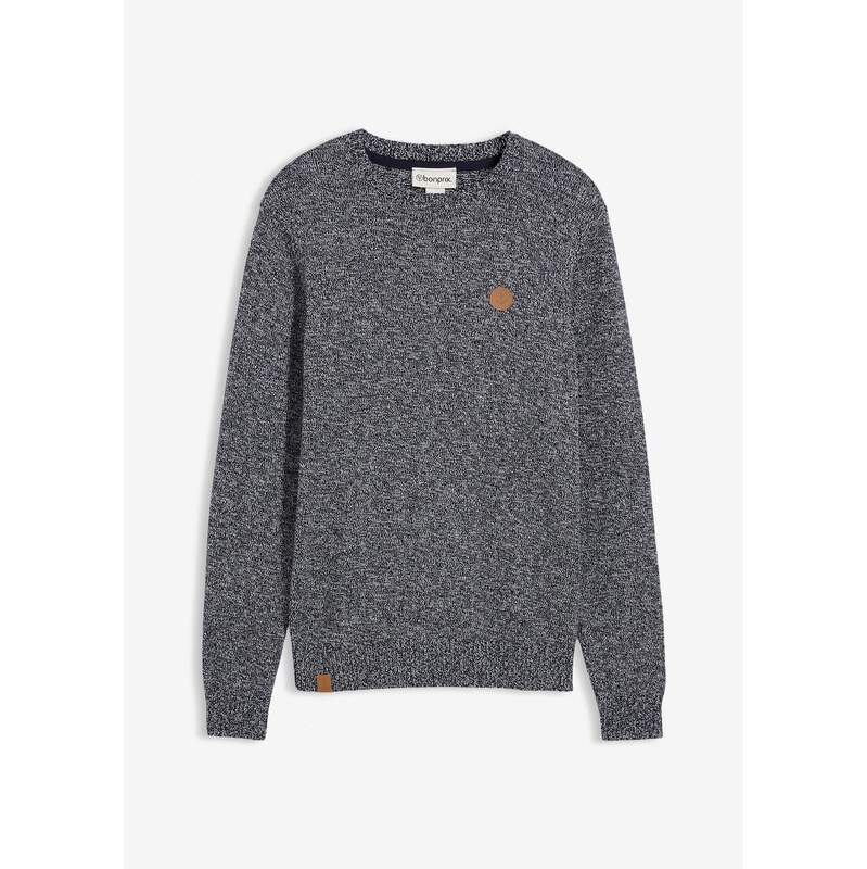 bonprix Pulóver s okrúhlym výstrihom, s bavlnou, farba modrá 65806632