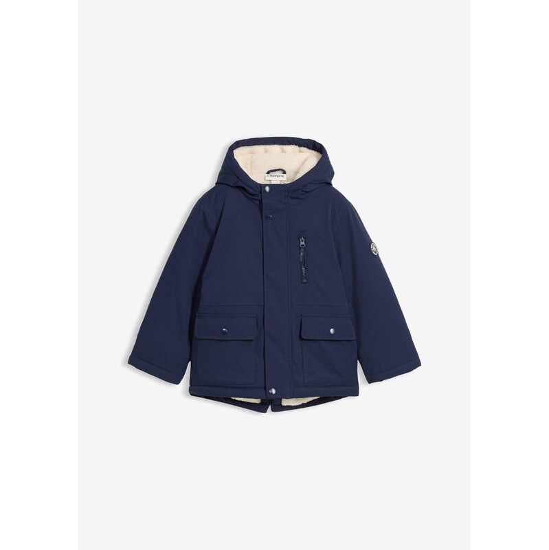 bonprix Zimná bunda s umelou kožušinkou, odpudzuje vodu, farba modrá 65806618