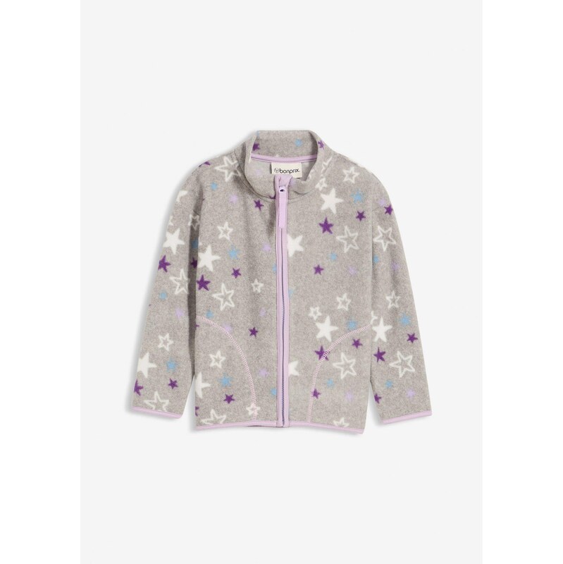 bonprix Flísová bunda s kontrastnými detailmi, farba šedá 65806639