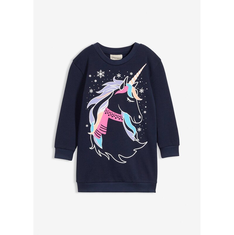 bonprix Mikinové šaty z čistej bavlny, farba modrá 65806646