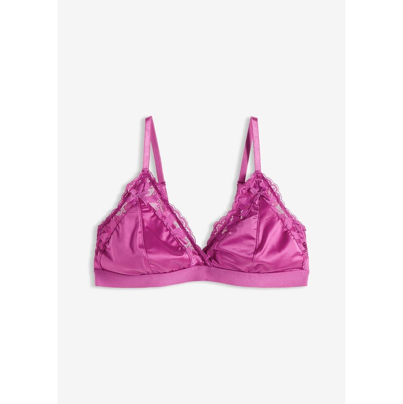 bonprix Podprsenka bralette z lesklého materiálu, farba fialová 65806667