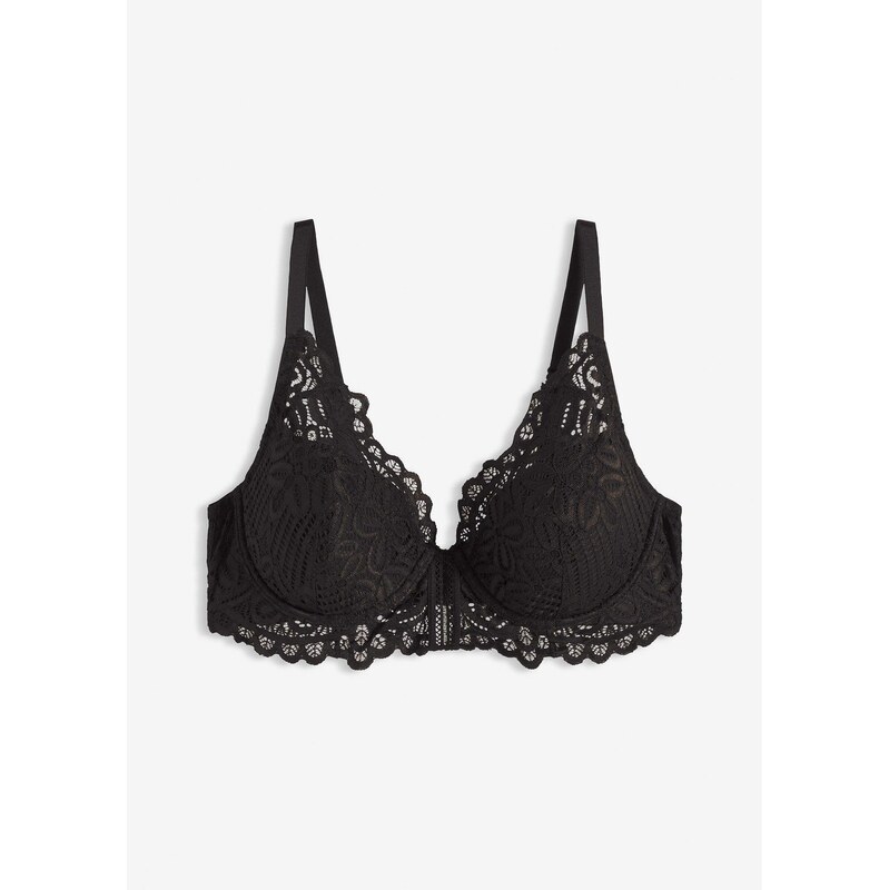 bonprix Vystužená podprsenka z elegantnej čipky, farba čierna 65806688