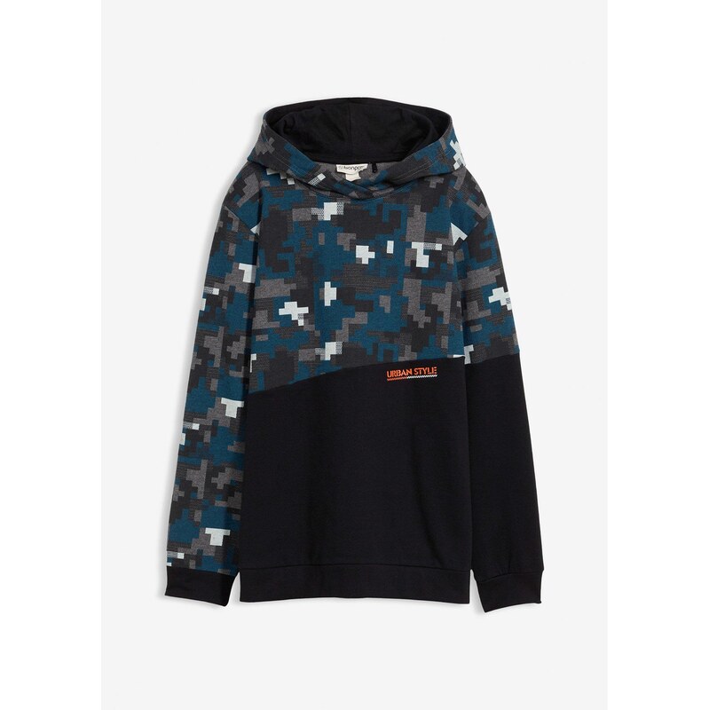 bonprix Mikina s kapucňou s bio bavlnou, farba čierna 65806697