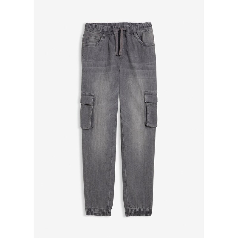 bonprix Džínsy bez zapínania Slim Fit, farba šedá 65806725