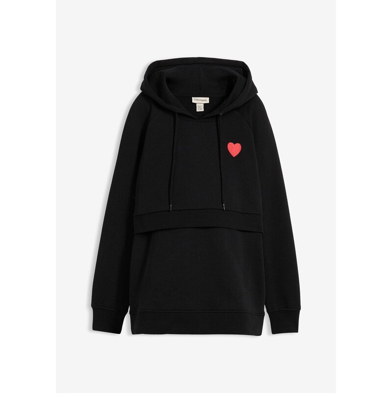 bonprix Materská mikina na dojčenie, 2 v 1 z bio bavlny, farba čierna 65806723