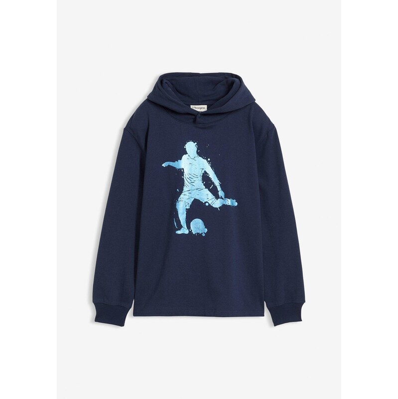 bonprix Mikina s kapucňou z mäkkého mixu bavlny, farba modrá 65806735