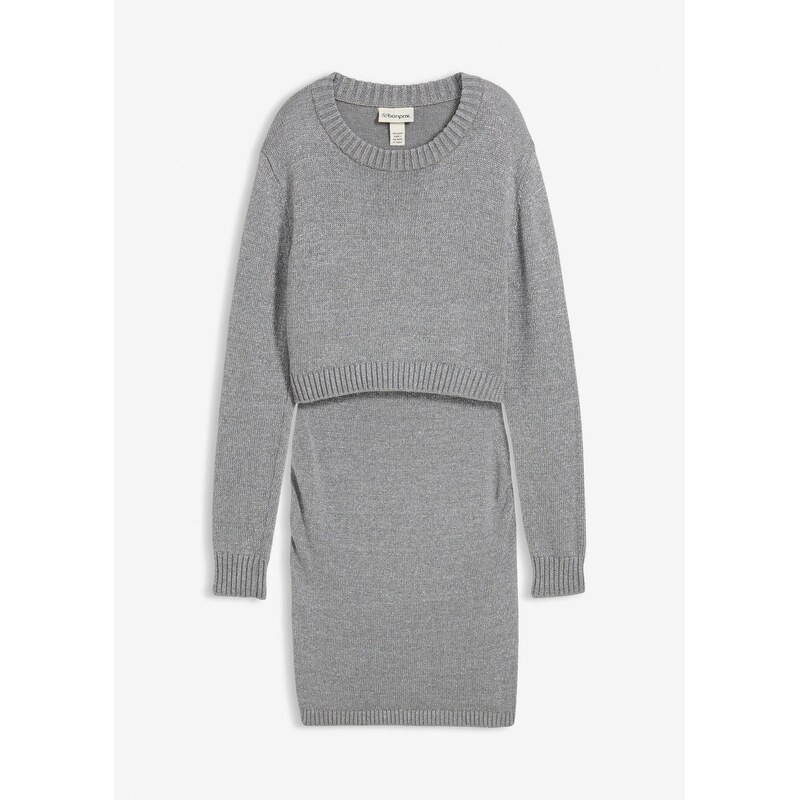 bonprix 2-dielna materská súprava z bavlny, farba šedá 65806738