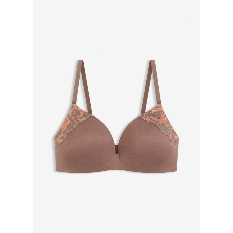 bonprix Vystužená podprsenka bez kostíc, z mäkkého modálu, farba hnedá 65806806