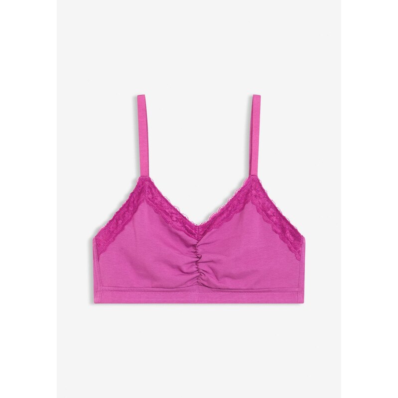 bonprix Podprsenka s bio bavlnou a čipkou, farba fialová 65806846