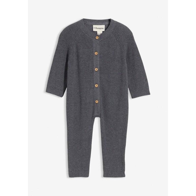 bonprix Pletený overal z čistej bio bavlny, farba šedá 65806852
