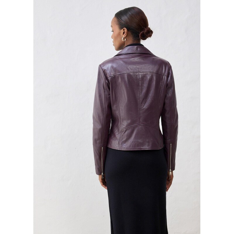 bonprix Kožená motorkárska bunda z jahňacej nappa kože, farba hnedá 65806893