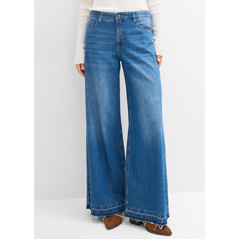 bonprix Široké džínsy s pohodlným pásom a strednou výškou pásu, farba 65805931