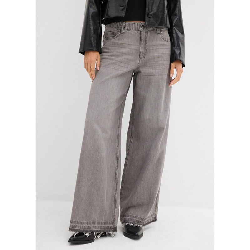bonprix Široké džínsy s pohodlným pásom a strednou výškou pásu, farba 65805932
