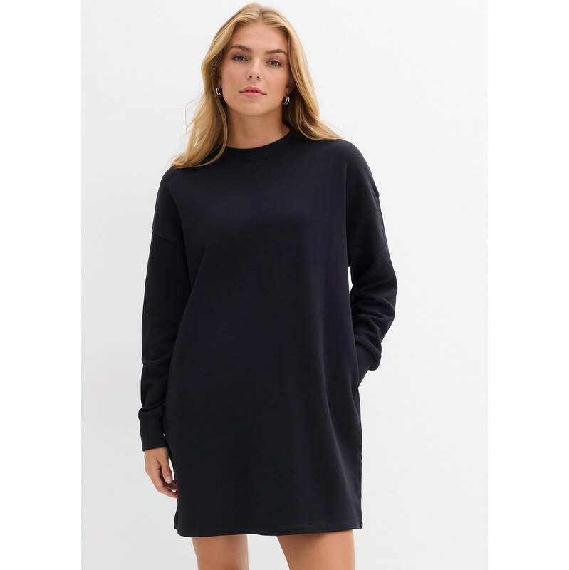 bonprix Mikinové šaty z čistej bavlny, farba čierna 65805958