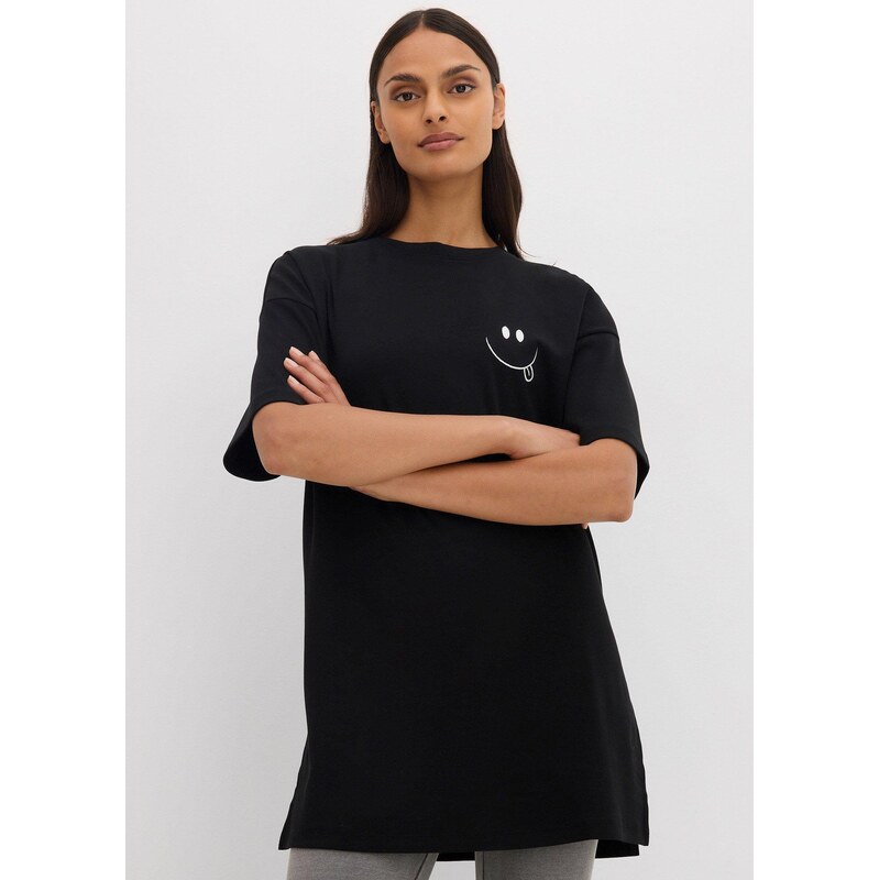 bonprix Tričko, oversize, dlhé, z čistej bio bavlny, farba čierna 65805960