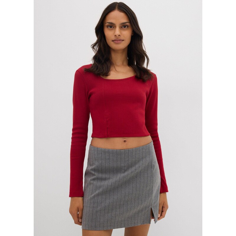 bonprix Vrúbkované tričko, farba červená 65805977